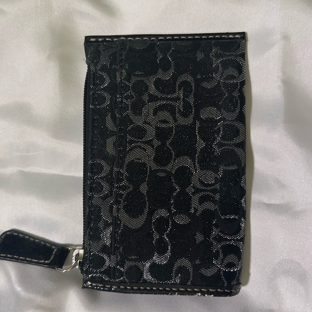 Coach Black and Gray Patterned Card Case